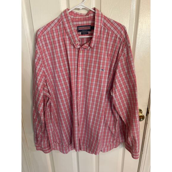 Vineyard Vines Collegiate Pink & White Plaid Button Down Size XXL - Picture 1 of 3